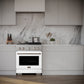 ZLINE 30 in. 4.2 cu. ft. Paramount Gas Range with 4 Burner Cooktop and Convection Gas Oven in Stainless Steel with White Matte Door (SGR-WM-30) in a luxury kitchen.