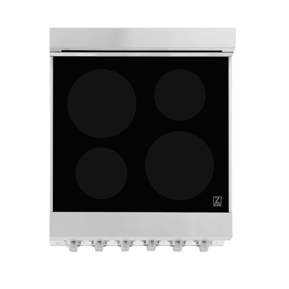 ZLINE 24 in. 2.8 cu. ft. Legacy Induction Range with 4 Element Cooktop and Electric Oven in Stainless Steel and White Matte Door, Open Box-Good Condition