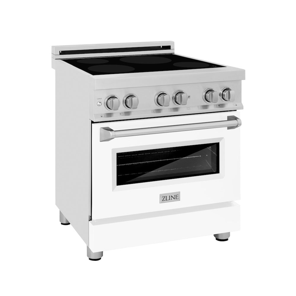 ZLINE 30 in. 4.0 cu. ft. Legacy Induction Range with 4 Element Cooktop and Electric Oven in Stainless Steel and White Matte Door, Open Box-Good Condition