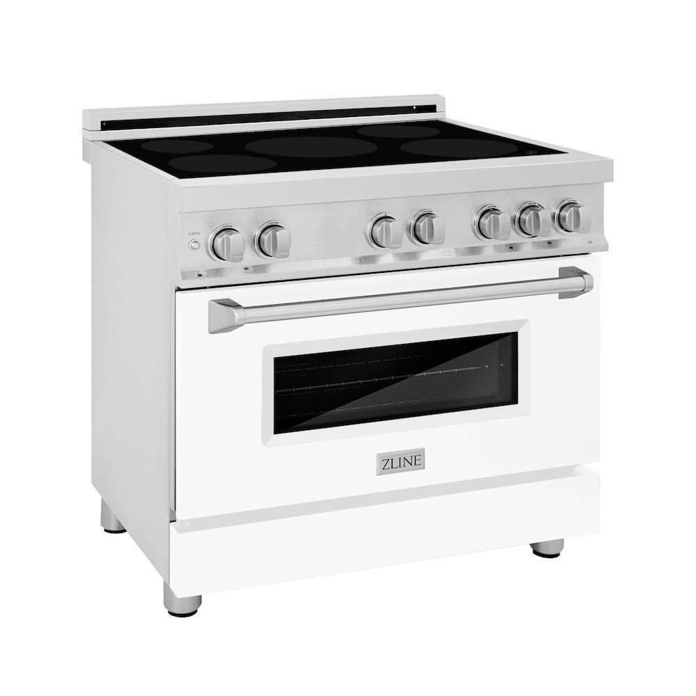 ZLINE 36 in. 4.6 cu. ft. Induction Range with a 5 Element Stove and Electric Oven in White Matte (RAIND-WM-36) 
