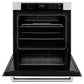 ZLINE 30 in. Professional True Convection Single Wall Oven with Air Fry and Self Clean in Stainless Steel with White Matte Door (WAS-WM-30) front, oven open.