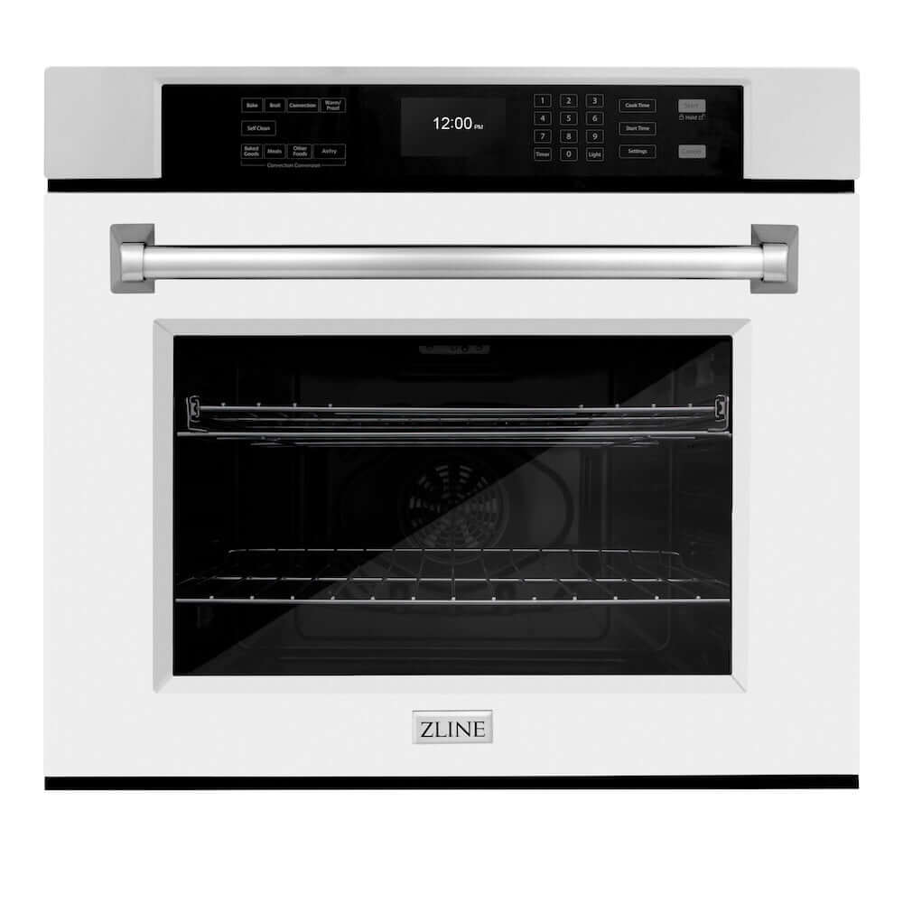ZLINE 30 in. Professional True Convection Single Wall Oven with Air Fry and Self Clean in Stainless Steel with White Matte Door (WAS-WM-30) main image.