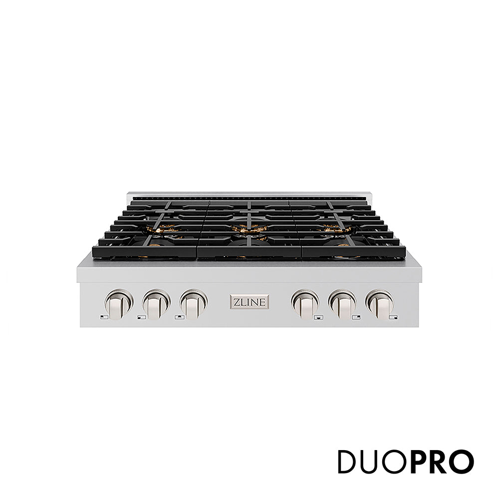 ZLINE 36 in. Paramount Gas Rangetop with 6 Burner DuoPro™ Cooktop in Stainless Steel