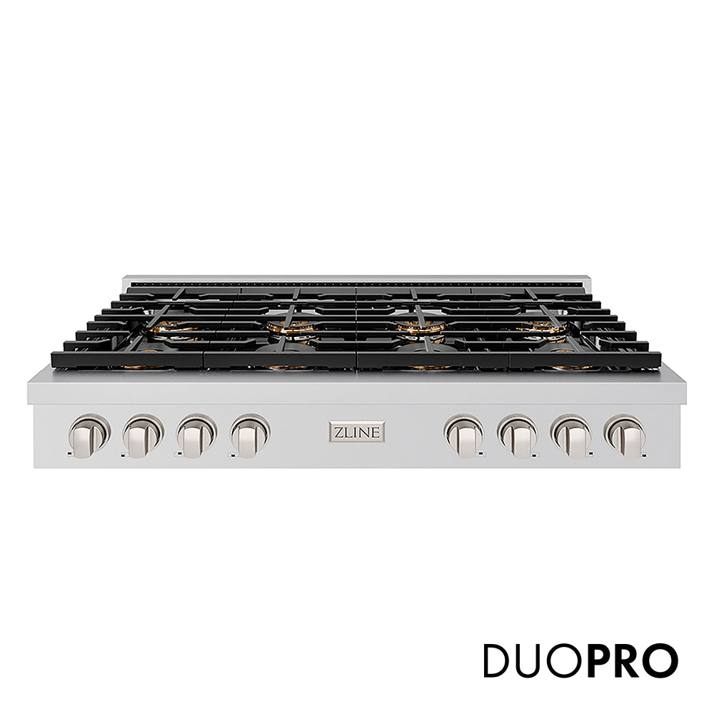 ZLINE 48 in. Paramount Gas Rangetop with 8 Burner DuoPro™ Cooktop in Stainless Steel main image.