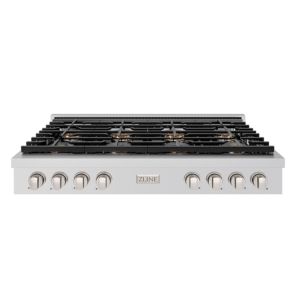 ZLINE 48 in. Paramount Gas Rangetop with 8 Burner DuoPro™ Cooktop in Stainless Steel (PSRT48) front.