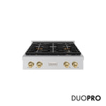 ZLINE Autograph Edition 30 in. Paramount Gas Rangetop with 4 Burner DuoPro™ Cooktop in Stainless Steel and Champagne Bronze Accents, Open Box-Great Condition