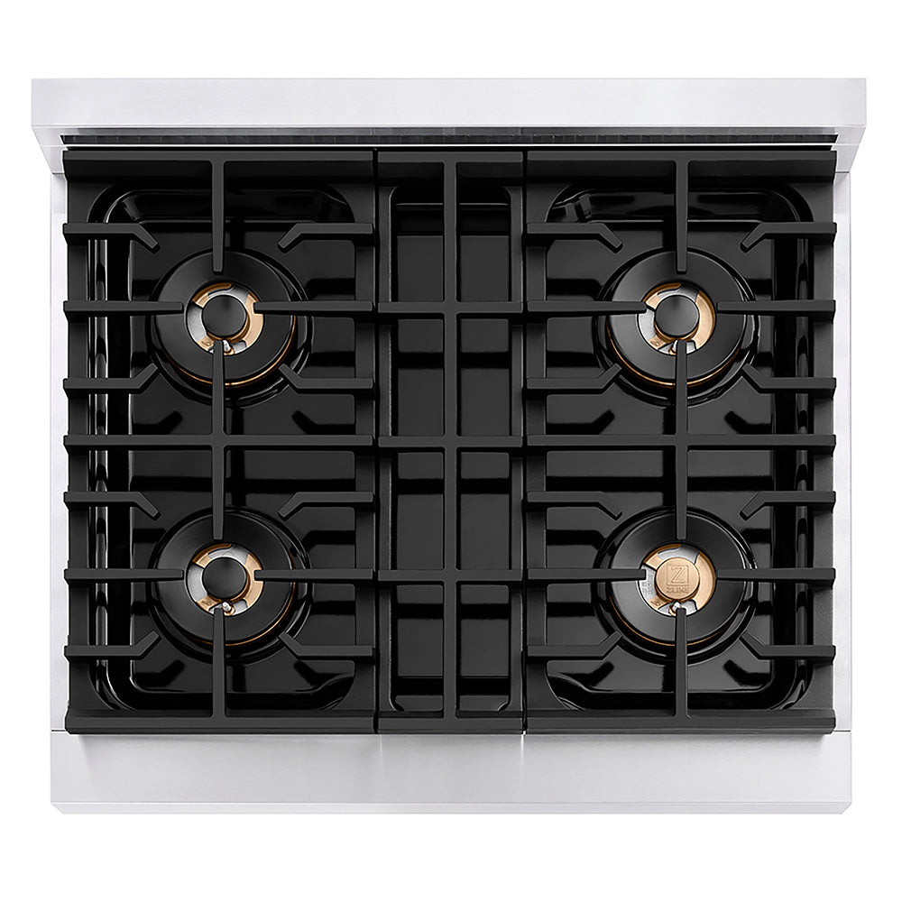 ZLINE Autograph Edition 30 in. Paramount Gas Rangetop with 4 Burner DuoPro™ Cooktop in Stainless Steel and Champagne Bronze Accents, Open Box-Great Condition