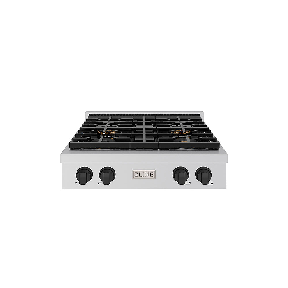 ZLINE Autograph Edition 30 in. Paramount Gas Rangetop with 4 Burner DuoPro™ Cooktop in Stainless Steel and Matte Black Accents, Open Box-Great Condition