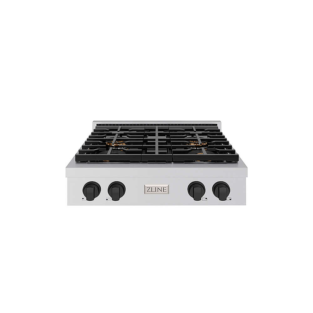 ZLINE Autograph Edition 30 in. Paramount Gas Rangetop with 4 Burner DuoPro™ Cooktop in Stainless Steel and Matte Black Accents, Open Box-Good Condition