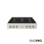 ZLINE Autograph Edition 36 in. Paramount Gas Rangetop with 6 Burner DuoPro™ Cooktop in Stainless Steel and Champagne Bronze Accents, Open Box-Good Condition