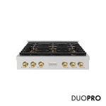 ZLINE Autograph Edition 36 in. Paramount Gas Rangetop with 6 Burner DuoPro™ Cooktop in Stainless Steel and Champagne Bronze Accents, Open Box-Great Condition