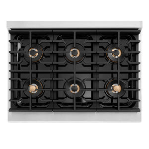 ZLINE Autograph Edition 36 in. Paramount Gas Rangetop with 6 Burner DuoPro™ Cooktop in Stainless Steel and Champagne Bronze Accents, Open Box-Good Condition