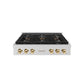 ZLINE Autograph Edition 36 in. Paramount Gas Rangetop with 6 Burner DuoPro™ Cooktop in Stainless Steel and Polished Gold Accents (PSRTZ-36-G) front.