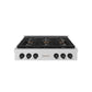 ZLINE Autograph Edition 36 in. Paramount Gas Rangetop with 6 Burner DuoPro™ Cooktop in Stainless Steel and Matte Black Accents (PSRTZ-36-MB) front.
