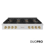ZLINE Autograph Edition 48 in. Paramount Gas Rangetop with 8 Burner DuoPro™ Cooktop in Stainless Steel and Champagne Bronze Accents, Open Box-Great Condition