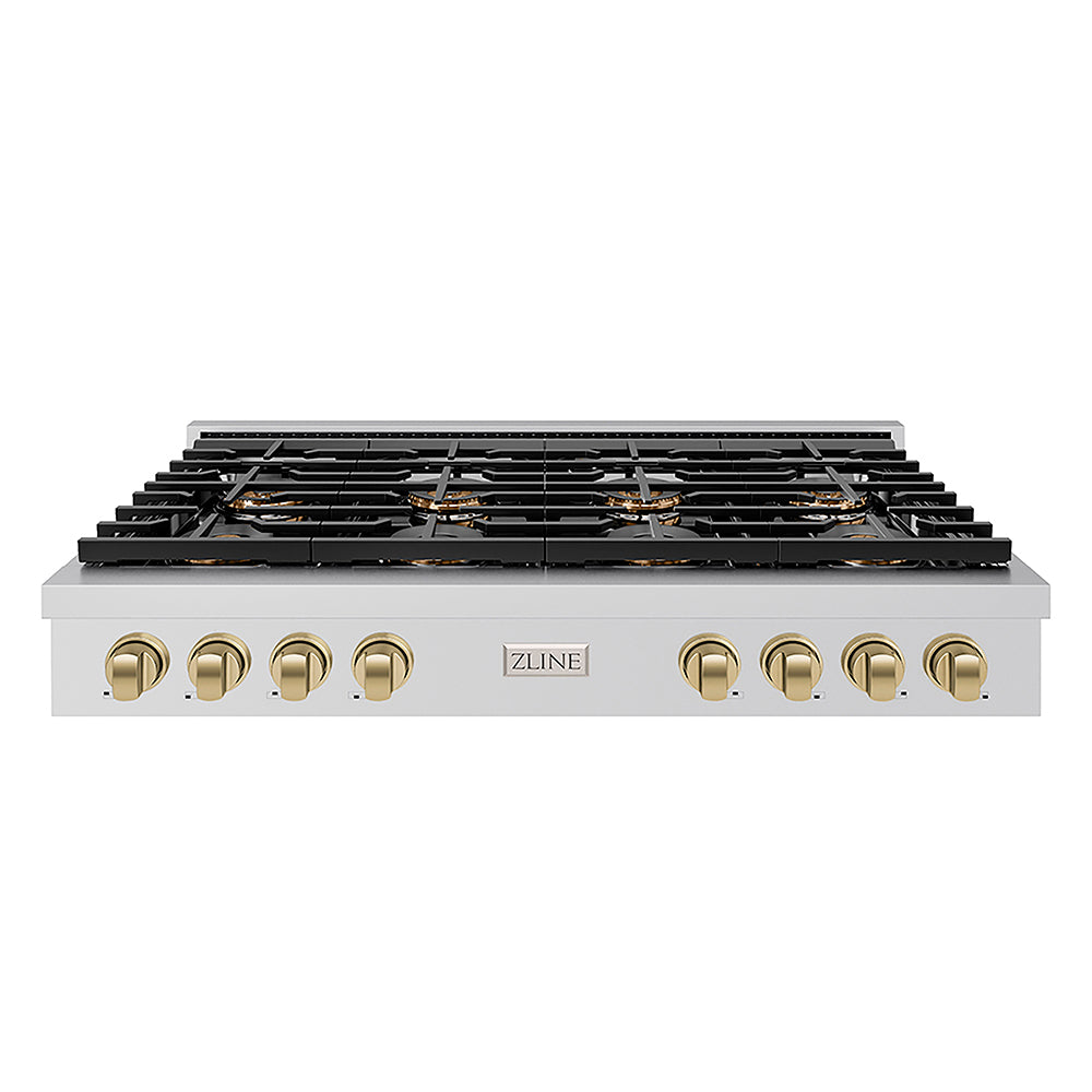 ZLINE Autograph Edition 48 in. Paramount Gas Rangetop with 8 Burner DuoPro™ Cooktop in Stainless Steel and Champagne Bronze Accents, Open Box-Great Condition
