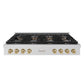 ZLINE Autograph Edition 48 in. Paramount Gas Rangetop with 8 Burner DuoPro™ Cooktop in Stainless Steel and Champagne Bronze Accents (PSRTZ-48-CB) front.