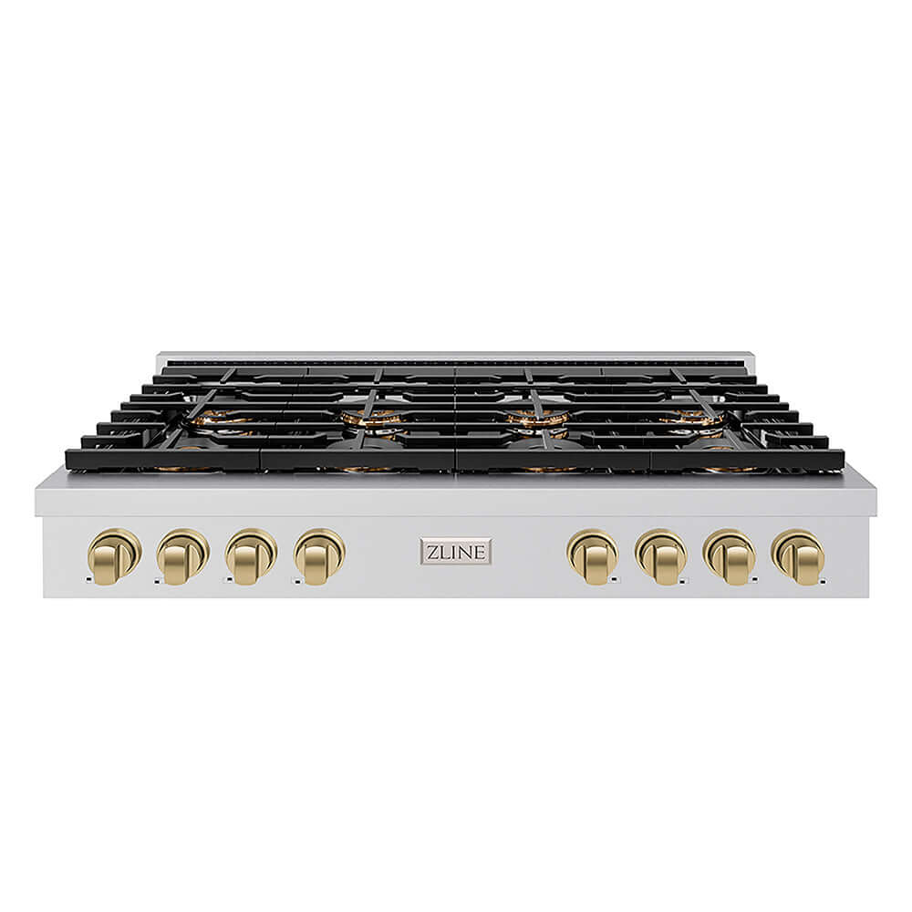 ZLINE Autograph Edition 48 in. Paramount Gas Rangetop with 8 Burner DuoPro™ Cooktop in Stainless Steel and Champagne Bronze Accents, Open Box-Good Condition