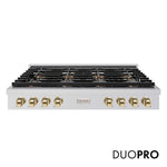 ZLINE Autograph Edition 48 in. Paramount Gas Rangetop with 8 Burner DuoPro™ Cooktop in Stainless Steel and Polished Gold Accents, Open Box-Good Condition
