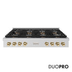 ZLINE Autograph Edition 48 in. Paramount Gas Rangetop with 8 Burner DuoPro™ Cooktop in Stainless Steel and Polished Gold Accents, Open Box-Great Condition
