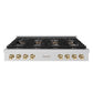 ZLINE Autograph Edition 48 in. Paramount Gas Rangetop with 8 Burner DuoPro™ Cooktop in Stainless Steel and Polished Gold Accents (PSRTZ-48-G) front.