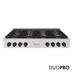 ZLINE Autograph Edition 48 in. Paramount Gas Rangetop with 8 Burner DuoPro™ Cooktop in Stainless Steel and Matte Black Accents, Open Box-Good Condition