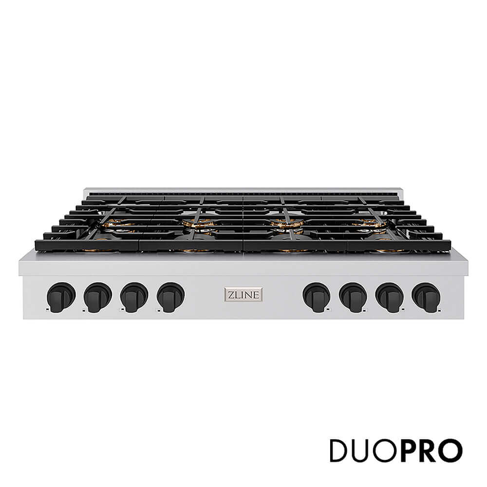 ZLINE Autograph Edition 48 in. Paramount Gas Rangetop with 8 Burner DuoPro™ Cooktop in Stainless Steel and Matte Black Accents, Open Box-Good Condition