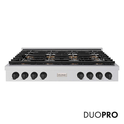 ZLINE Autograph Edition 48 in. Paramount Gas Rangetop with 8 Burner DuoPro™ Cooktop in Stainless Steel and Matte Black Accents, Open Box-Good Condition