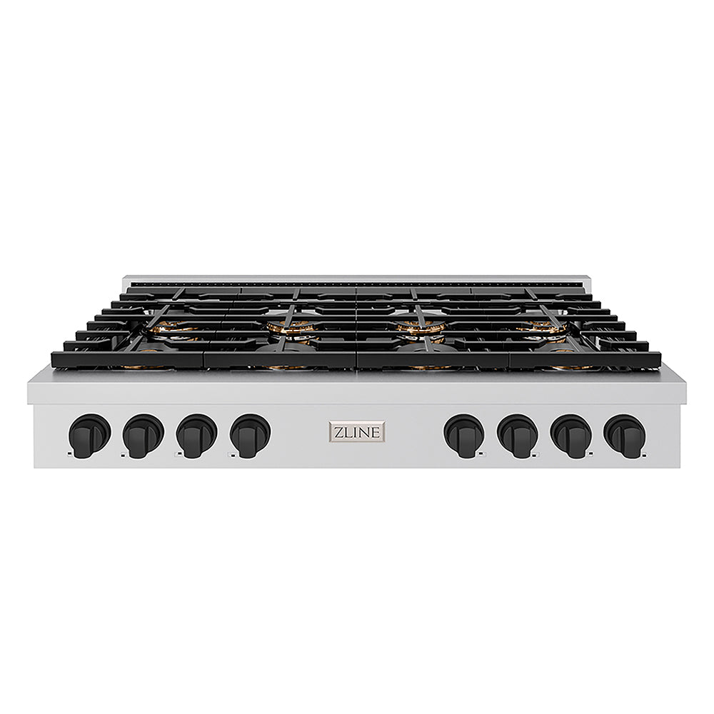 ZLINE Autograph Edition 48 in. Paramount Gas Rangetop with 8 Burner DuoPro™ Cooktop in Stainless Steel and Matte Black Accents, Open Box-Great Condition