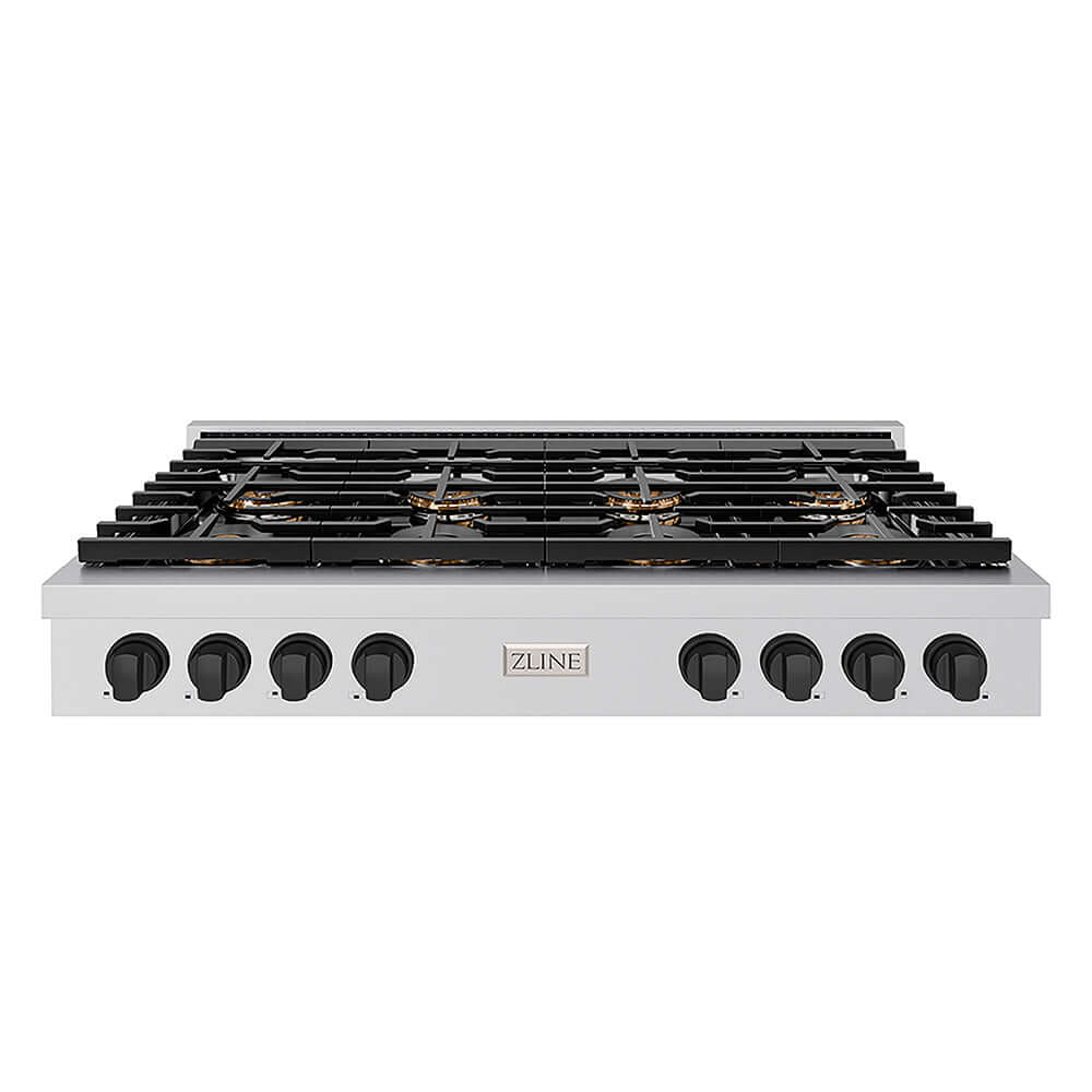 ZLINE Autograph Edition 48 in. Paramount Gas Rangetop with 8 Burner DuoPro™ Cooktop in Stainless Steel and Matte Black Accents, Open Box-Good Condition