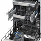 ZLINE 18 in. Tallac Series 3rd Rack Dishwasher with Auto Door Open Drying, 51dBa, Stainless Steel Panel (DWV-304-18) front, open, showing adjustable racks and compartments.