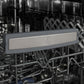 ZLINE 18 in. Tallac Series 3rd Rack Dishwasher with Auto Door Open Drying, 51dBa, Black Matte Panel (DWV-BLM-18) close-up, logo on dish rack.