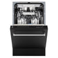 ZLINE 18 in. Tallac Series 3rd Rack Dishwasher with Auto Door Open Drying, 51dBa, Black Matte Panel (DWV-BLM-18) front, door half open.