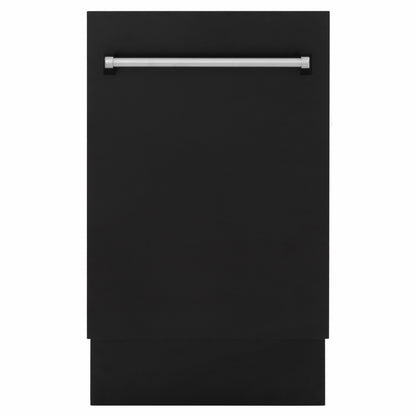 ZLINE 18 in. Tallac Series 3rd Rack Dishwasher with Auto Door Open Drying, 51dBa, Black Matte Panel (DWV-BLM-18) main image.