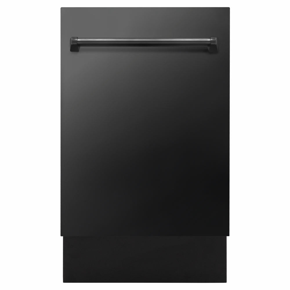 ZLINE 18 in. Tallac Series 3rd Rack Dishwasher with Auto Door Open Drying, 51dBa, Black Stainless Steel Panel (DWV-BS-18)