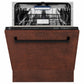ZLINE 24 in. Tallac Series 3rd Rack Dishwasher with Auto Door Open Drying, 51dBa, Hand-Hammered Copper Panel (DWV-HH-24) front, door half open.