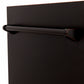 ZLINE 18 in. Tallac Series 3rd Rack Dishwasher with Auto Door Open Drying, 51dBa, Oil-Rubbed Bronze Panel (DWV-ORB-18) close-up, handle location.