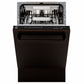 ZLINE 18 in. Tallac Series 3rd Rack Dishwasher with Auto Door Open Drying, 51dBa, Oil-Rubbed Bronze Panel (DWV-ORB-18) front, door half open.