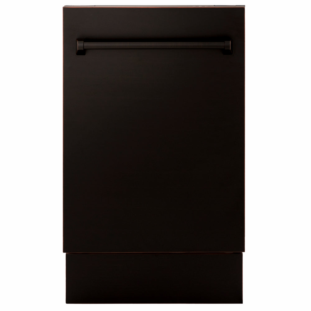 ZLINE 18 in. Tallac Series 3rd Rack Dishwasher with Auto Door Open Drying, 51dBa, Oil-Rubbed Bronze Panel (DWV-ORB-18) main image.