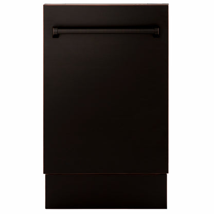 ZLINE 18 in. Tallac Series 3rd Rack Dishwasher with Auto Door Open Drying, 51dBa, Oil-Rubbed Bronze Panel (DWV-ORB-18) main image.