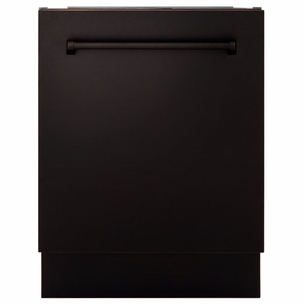 ZLINE 24 in. Tallac Series 3rd Rack Dishwasher with Auto Door Open Drying, 51dBa, Oil-Rubbed Bronze Panel (DWV-ORB-24)