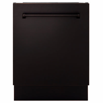 ZLINE 24 in. Tallac Series 3rd Rack Dishwasher with Auto Door Open Drying, 51dBa, Oil-Rubbed Bronze Panel (DWV-ORB-24)