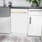 ZLINE Autograph Edition 18 in. Tallac Series 3rd Rack Dishwasher with Auto Door Open Drying, 51dBa, White Matte Panel with Polished Gold Handle (DWVZ-WM-18-G)