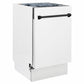 ZLINE Autograph Edition 18 in. Tallac Series 3rd Rack Dishwasher with Auto Door Open Drying, 51dBa, White Matte Panel with Matte Black Handle (DWVZ-WM-18-MB)