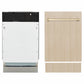 ZLINE Autograph Edition 18 in. Tallac Series 3rd Rack Dishwasher with Auto Door Open Drying, 51dBa, Panel Ready with Polished Gold Handle (DWVZ-18-G) front, side-by-side compared to custom panel.