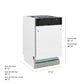 ZLINE Autograph Edition 18 in. Tallac Series 3rd Rack Dishwasher with Auto Door Open Drying, 51dBa, Panel Ready with Matte Black Handle (DWVZ-18-MB) with dimensions labeled.