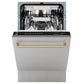 ZLINE Autograph Edition 18 in. Tallac Series 3rd Rack Dishwasher with Auto Door Open Drying, 51dBa, Stainless Steel Panel with Champagne Bronze Handle (DWVZ-304-18-CB)