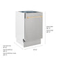 ZLINE Autograph Edition 18 in. Tallac Series 3rd Rack Dishwasher with Auto Door Open Drying, 51dBa, Stainless Steel Panel with Polished Gold Handle (DWVZ-304-18-G) with dimensions labeled.