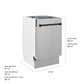ZLINE Autograph Edition 18 in. Tallac Series 3rd Rack Dishwasher with Auto Door Open Drying, 51dBa, Stainless Steel Panel with Matte Black Handle (DWVZ-304-18-MB) with dimensions labeled.