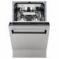 ZLINE Autograph Edition 18 in. Tallac Series 3rd Rack Dishwasher with Auto Door Open Drying, 51dBa, Stainless Steel Panel with Matte Black Handle (DWVZ-304-18-MB) front, door half open.